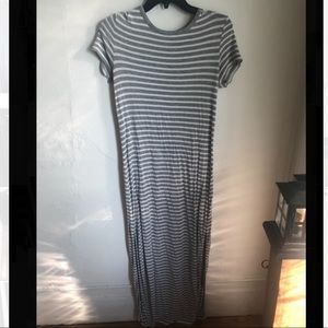 Gray and white maxi dress